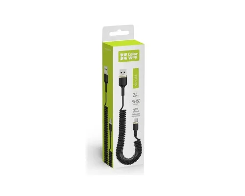 Дата кабель USB 2.0 AM to Micro 5P 1.0m spiral black ColorWay (CW-CBUM051-BK)
