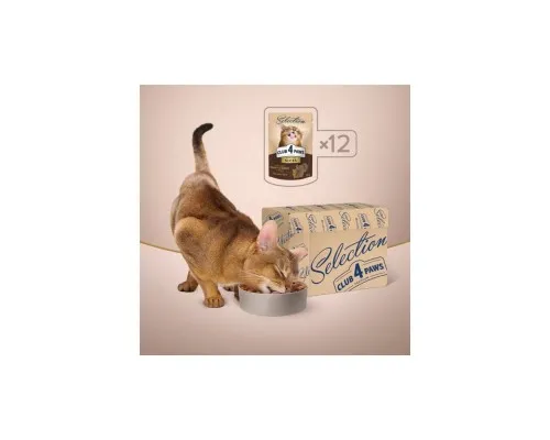 Влажный корм для кошек Club 4 Paws Selection Плюс Кусочки с кроликом и индейкой в соусе 80 г (4820215368001)