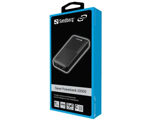 Батарея универсальная Sandberg 20000mAh, Saver, USB-C, Micro-USB, output: USB-A*2 Total 5V/2.4A (320-42)