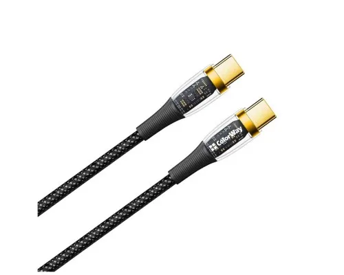 Дата кабель USB-C to USB-C 1.2m 5A 100W transparent head ColorWay (CW-CBPDCC053-BK)