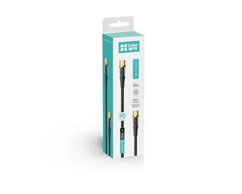 Дата кабель USB-C to USB-C 1.2m 5A 100W transparent head ColorWay (CW-CBPDCC053-BK)