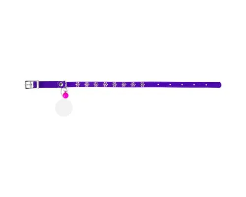 Нашийник для тварин WAUDOG GLAMOUR Квіточка з резинкою і стразами для кішок (фіолетовий) (32559)