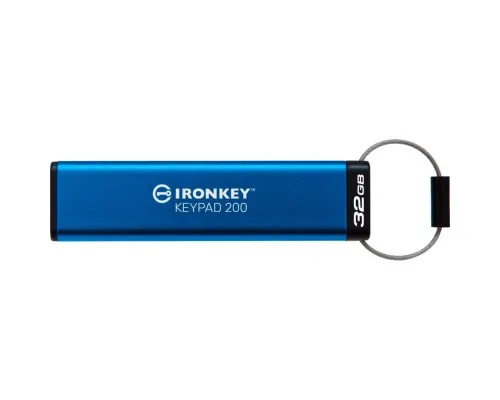 USB флеш накопитель Kingston 32GB IronKey Keypad 200 AES-256 Encrypted Blue USB 3.2 (IKKP200/32GB)
