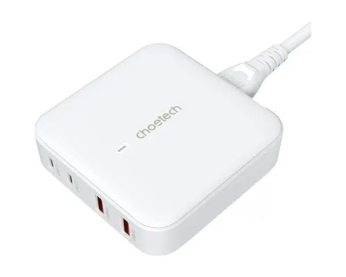 Зарядний пристрій Choetech GaN 2 USB-A / 2 USB-C 100W QC3.0/PD/PPS (PD8008-EU-WH)