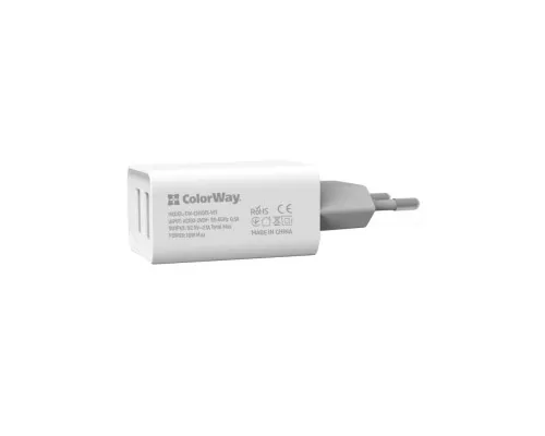 Зарядное устройство ColorWay 2USB AUTO ID 2.1A (10W) (CW-CHS015-WT)