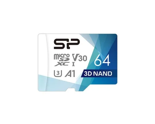 Карта памяти Silicon Power 64Gb microSDXC U3 A1 V30 Superior Color 100R/80W + adapter (SP064GBSTXDU3V20AB)