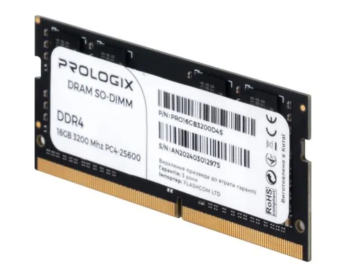 Модуль пам'яті для ноутбука SoDIMM DDR4 8GB 3200 MHz Prologix (PRO8GB3200D4S)
