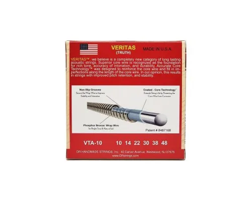 Струни для гітари DR Strings VERITAS Coated Core Acoustic Guitar Strings - Extra Light (10-48) (VTA-10)