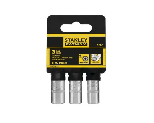 Набор головок Stanley торцевых 1/4" Maxi Drive, с шестигранным профилем, 3 шт: 8, 9, 10 мм. (FMMT17091-0)