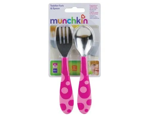 Набір дитячого посуду Munchkin Ложка + вилка рожеві (011404.02)