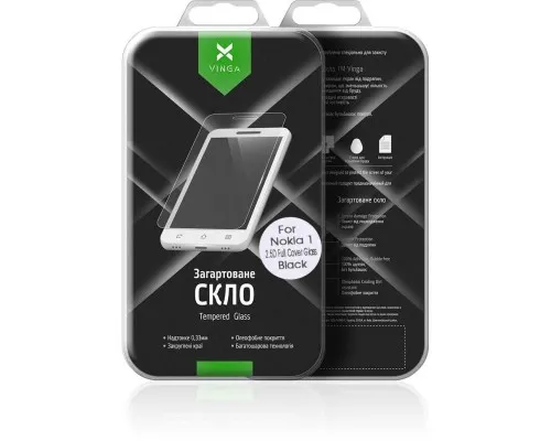 Скло захисне Vinga для Nokia 1 Black (VTPGS-N1B)