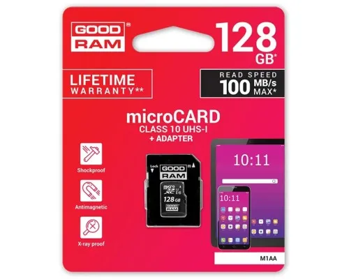 Карта памяти Goodram 128GB microSDXC class 10 UHS-I (M1AA-1280R12)