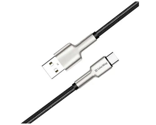 Дата кабель USB 2.0 AM to Type-C 1.0m head metal black ColorWay (CW-CBUC046-BK)