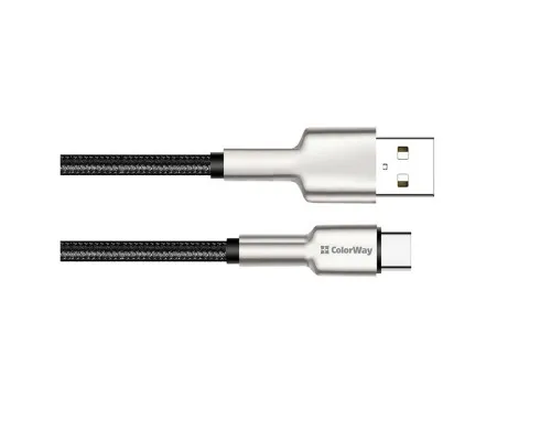Дата кабель USB 2.0 AM to Type-C 1.0m head metal black ColorWay (CW-CBUC046-BK)