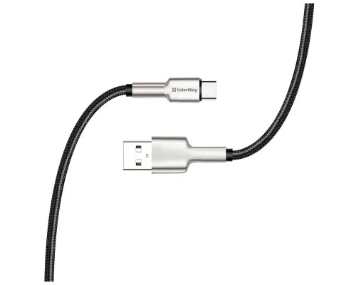 Дата кабель USB 2.0 AM to Type-C 1.0m head metal black ColorWay (CW-CBUC046-BK)