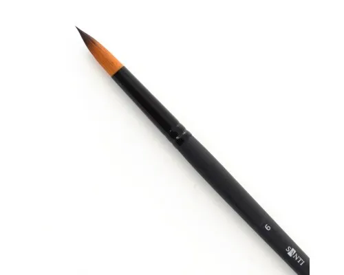 Кисточка для рисования Santi синтетика Highly Pro, длинная ручка, круглая, №6 (310623)