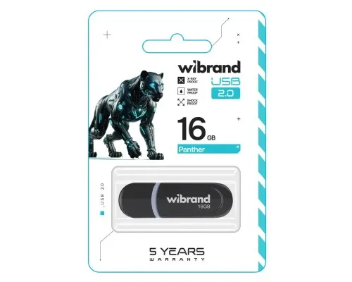 USB флеш накопитель Wibrand 16GB Panther Black USB 2.0 (WI2.0/PA16P2B)