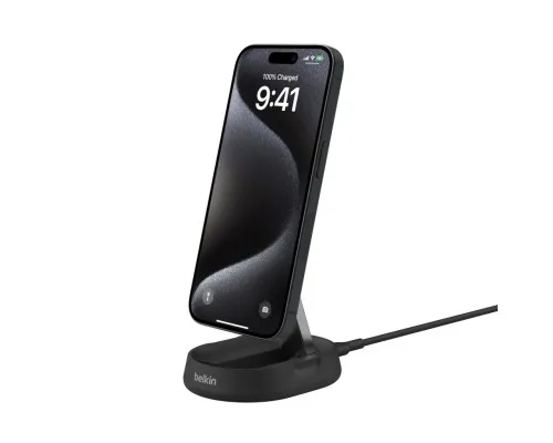 Зарядное устройство Belkin 15W Magnetic Stand Qi2 black (WIA008BTBK)