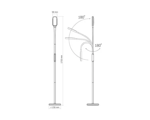 Торшер Videx LED торшер напольный чёрный 14W 3000-5500K 220V (VL-TF07B)