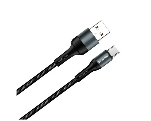 Дата кабель USB 2.0 AM to Type-C 1.0m nylon black ColorWay (CW-CBUC045-BK)