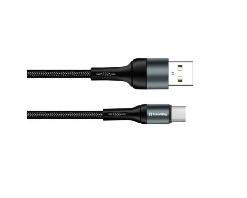 Дата кабель USB 2.0 AM to Type-C 1.0m nylon black ColorWay (CW-CBUC045-BK)