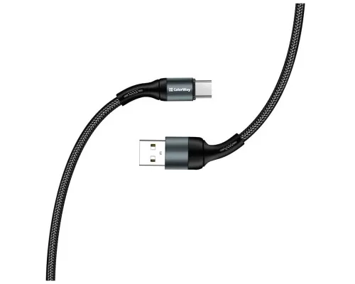Дата кабель USB 2.0 AM to Type-C 1.0m nylon black ColorWay (CW-CBUC045-BK)