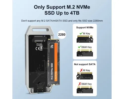 Кишеня зовнішня Maiwo M.2 SSD NVMe 2280 ч-з USB4.0 Type-C 40Gbps (K1695)