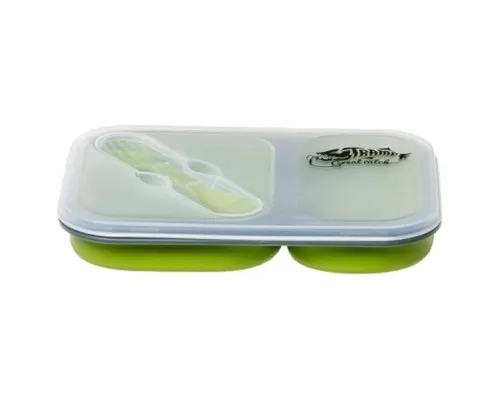 Набор туристической посуды Tramp 2 отсека силиконовый 900ml с ловилкой olive (UTRC-090-olive)