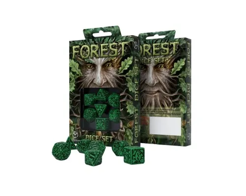 Набор кубиков для настольных игр Q-Workshop Forest 3D Green black Dice Set (7 шт) (SFOR15)