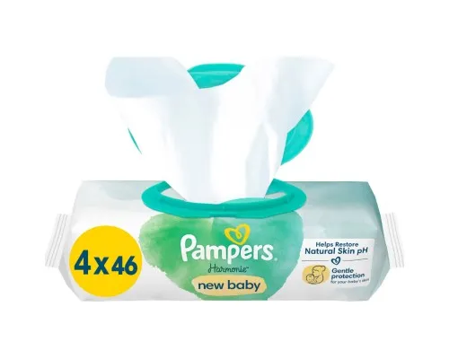 Детские влажные салфетки Pampers Harmonie New baby 4 пачки х 46 шт (8006540815762)