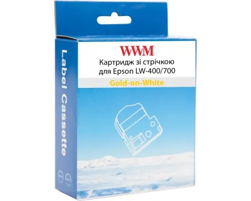 Стрічка для принтера етикеток WWM для Epson LW-400/700 12mm х 8m Gold-on-White (WWM-SS12Z)