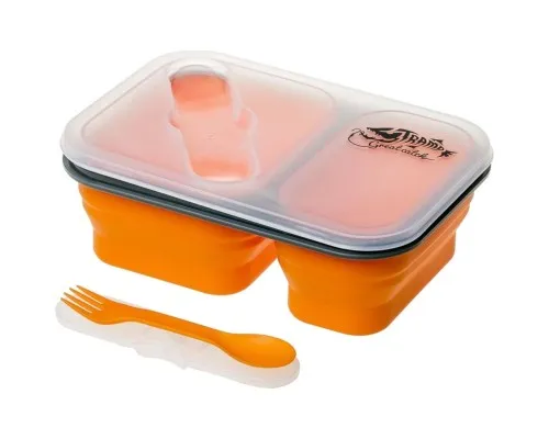Набір туристичного посуду Tramp 2 отсека силиконовый 900ml с ловилкой orange (TRC-090-orange)
