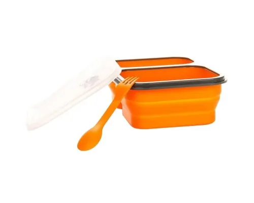 Набір туристичного посуду Tramp 2 отсека силиконовый 900ml с ловилкой orange (TRC-090-orange)