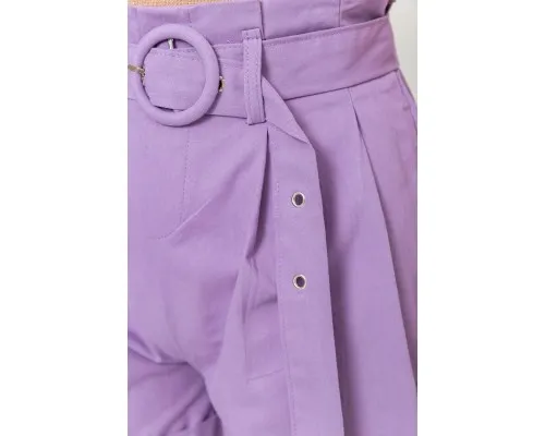 Шорти жіночі з ременем та манжетом, колір світло-фіолетовий, 214R8818