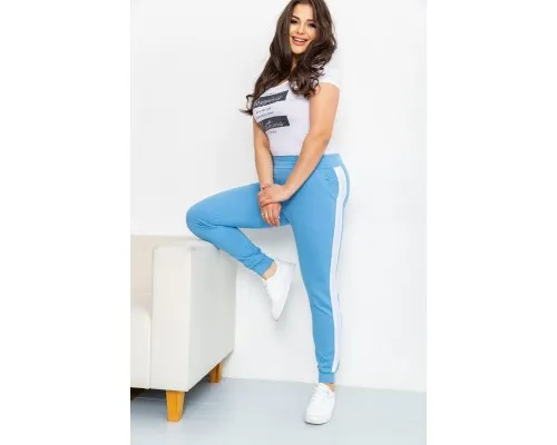 Спорт штани жіночі двонитка, колір блакитний, 219RB-3004