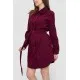 Вельветова сукня-сорочка з поясом бордового кольору 102R5135