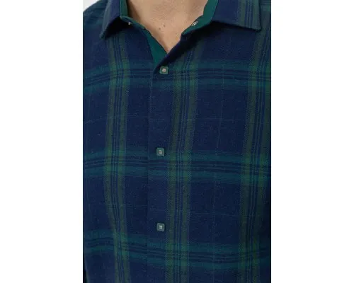 Сорочка чоловіча в клітинку байкова, колір зелено-синій, 214R103-35-179