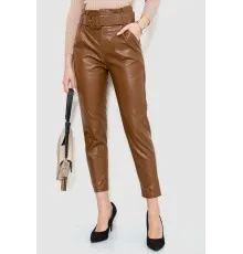 Штани жіночі з екошкіри, колір коричневий, 186R6737