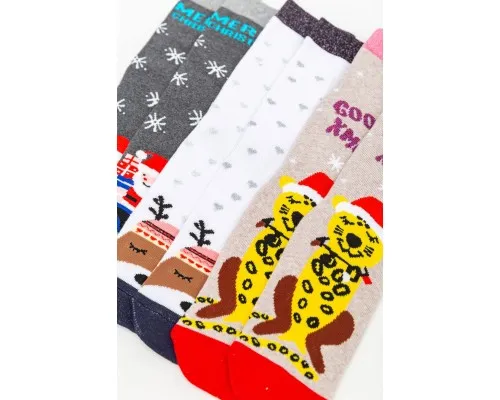 Комплект жіночих шкарпеток новорічних 3 пари, колір бежевий, білий, сірий, 151R265
