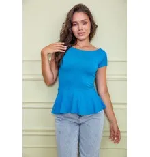 Літня блуза з рюшею, голубого кольору, 167R224