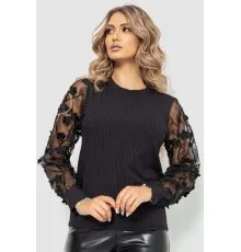 Блуза жіноча в рубчик, колір чорний, 204R01