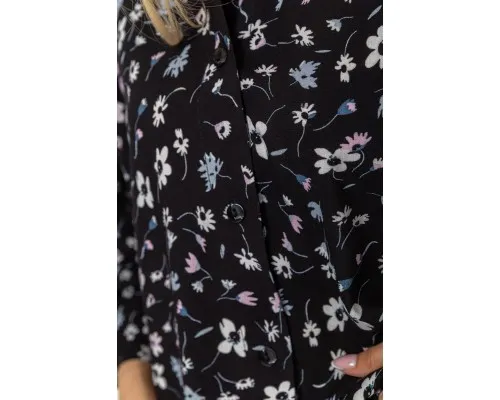 Блуза класична з квітковим принтом, колір чорний, 102R332-1