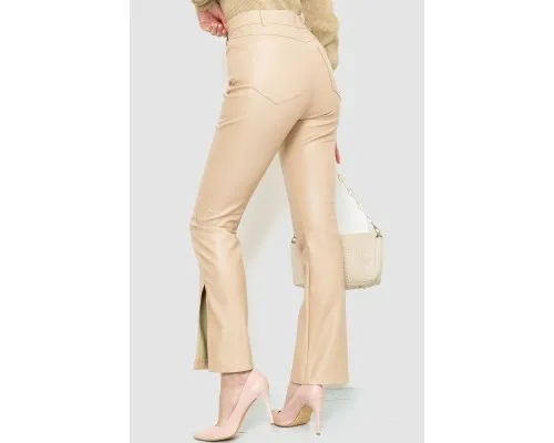 Штани жіночі з екошкіри, колір світло-бежевий, 186R5956