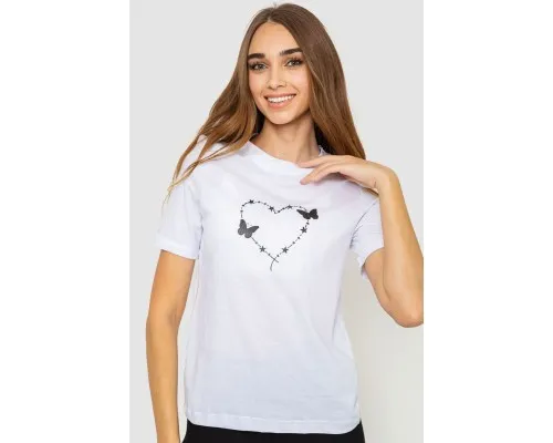 Жіноча футболка з принтом, колір білий, 241R125