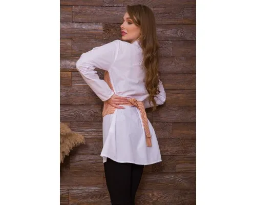 Жіноча сорочка, з декором в біло-теракотову смужку, 119R320