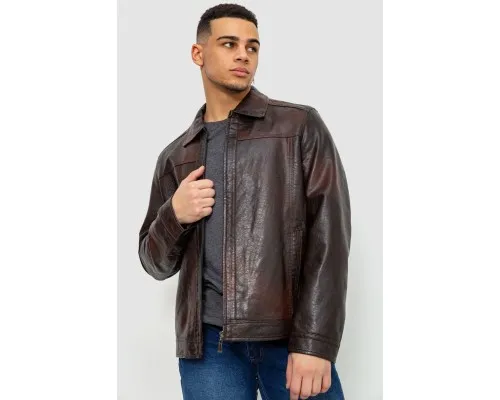 Куртка чоловіча демісезонна екошкіра, колір коричневий, 243R257