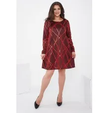 Коротка жіноча сукня, червоного кольору, з люрексу, 153R4052
