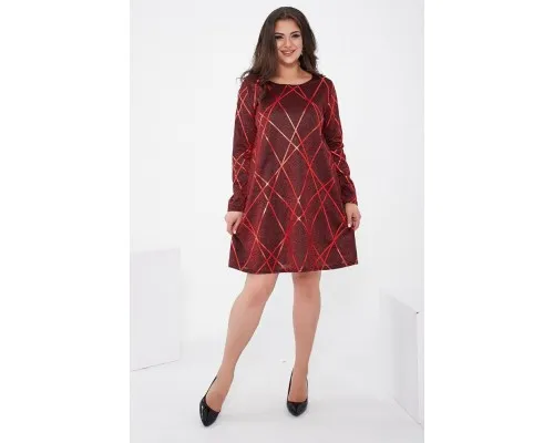 Коротка жіноча сукня, червоного кольору, з люрексу, 153R4052