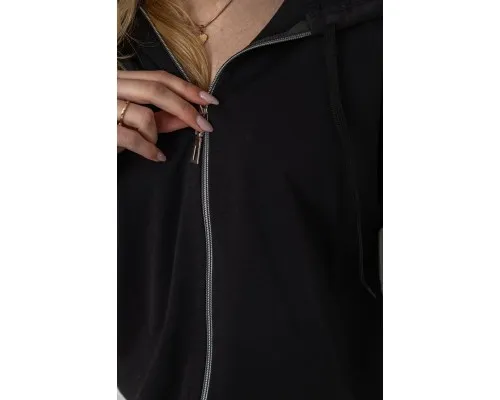 Спорт жіночий костюм на блискавці, колір чорний, 182R010-1