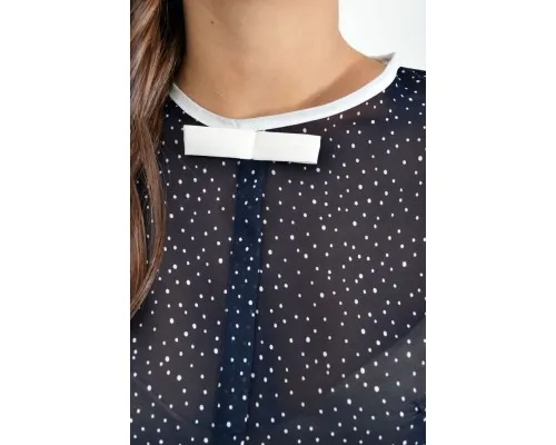 Блуза офісного стилю, колір Темно-синій з квітковим принтом, 115R036
